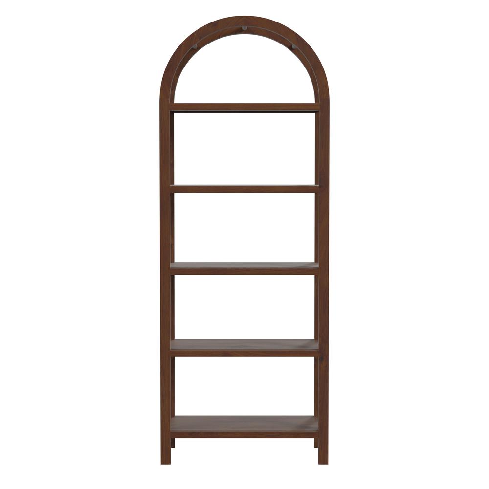 Hanover Arched 5 Tier  Etagere Bookcase, Medium Brown. Picture 2