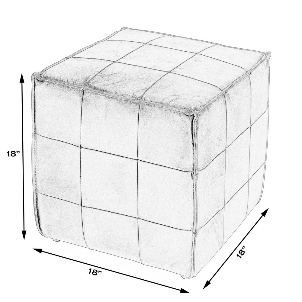Leon Leather Cube Ottoman, Dark Brown. Picture 7