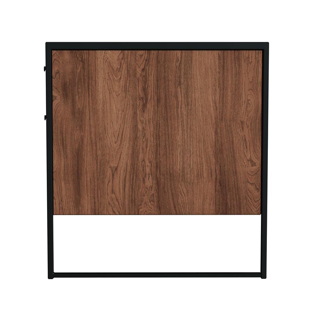 Drake 6 Drawer Iron and Wood Executive Desk, Medium Brown. Picture 3