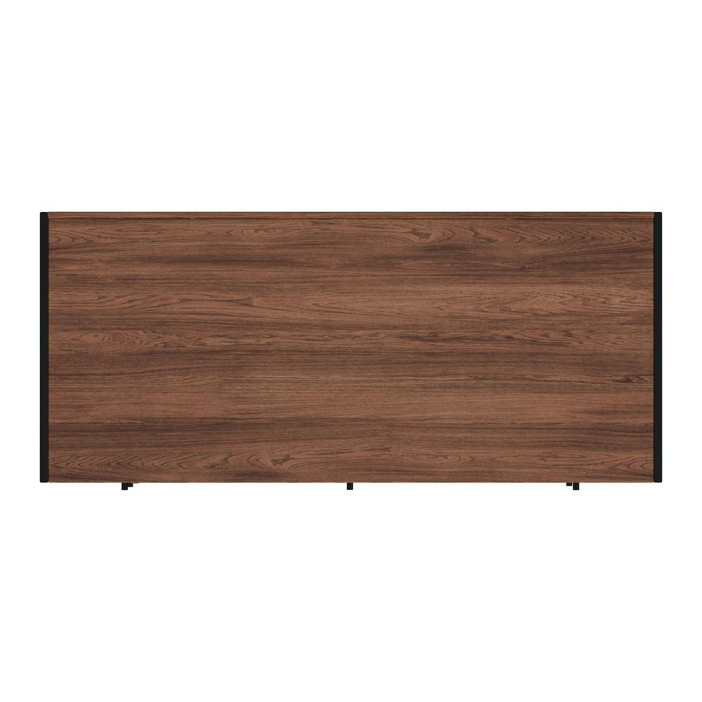 Drake 6 Drawer Iron and Wood Executive Desk, Medium Brown. Picture 5