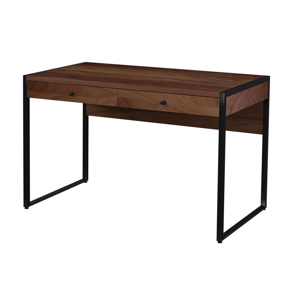 Drake 2-Drawer Walnut Writing Desk, Medium Brown. Picture 1