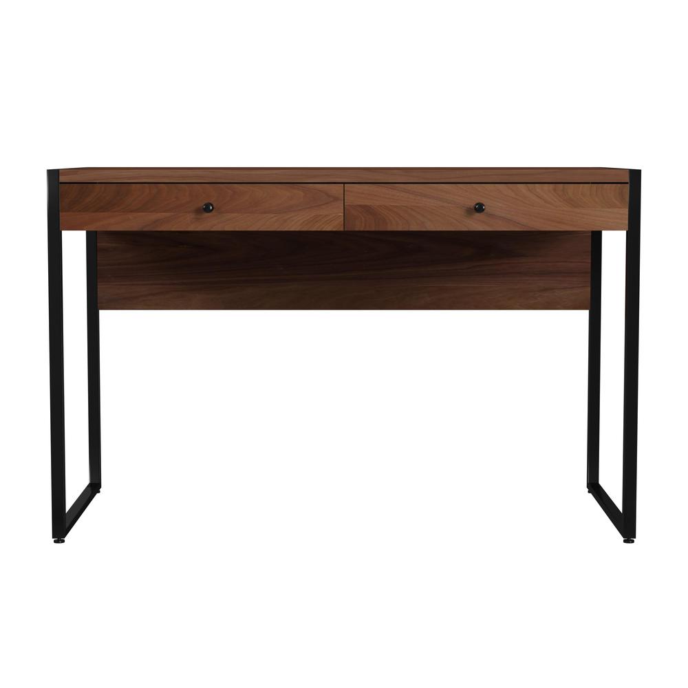 Drake 2-Drawer Walnut Writing Desk, Medium Brown. Picture 2