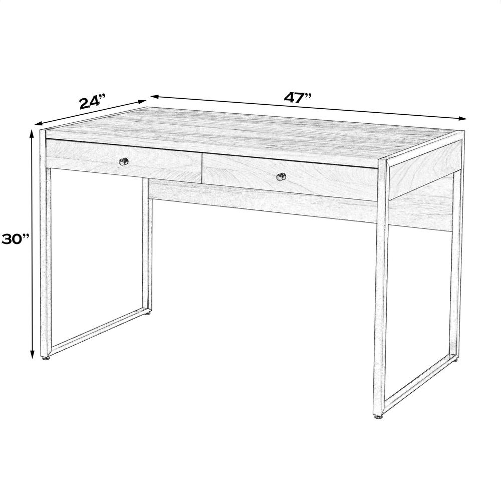 Drake 2-Drawer Walnut Writing Desk, Medium Brown. Picture 6