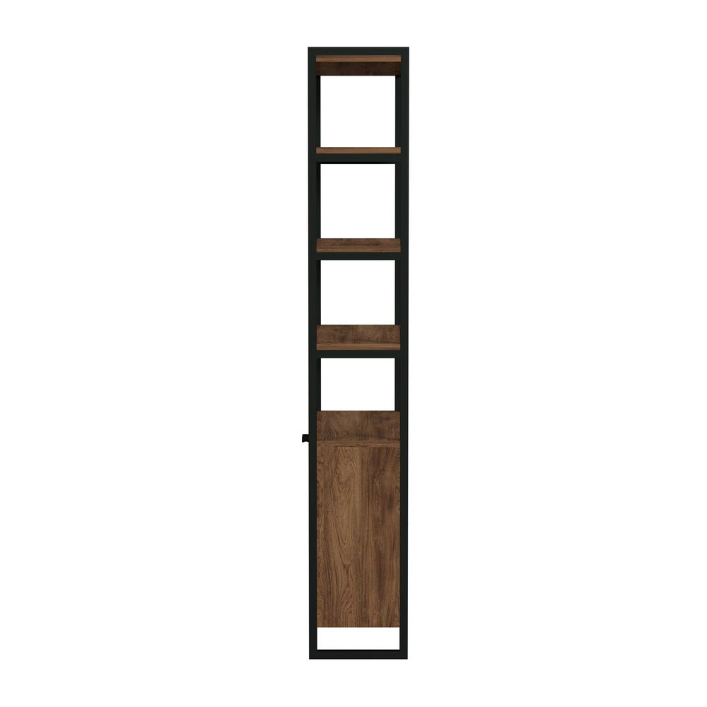 Drake 73" Two Door Walnut Bookcase Etagere, Medium Brown. Picture 4
