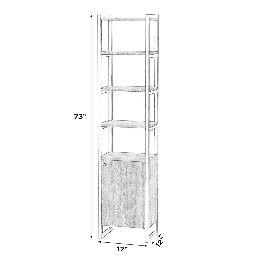 Drake 73" Narrow Walnut Bookcase with Storage, Medium Brown. Picture 6