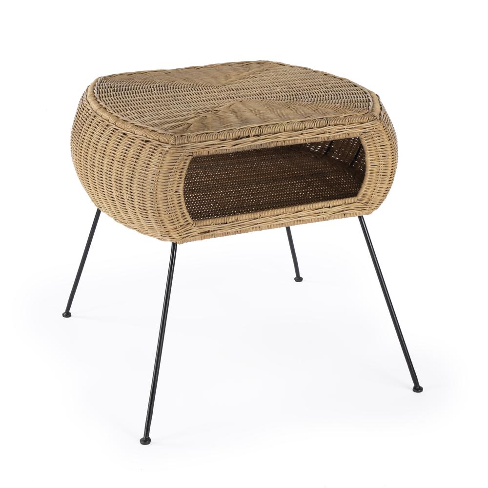 Coralitta Rattan End Table, Light Brown. Picture 1