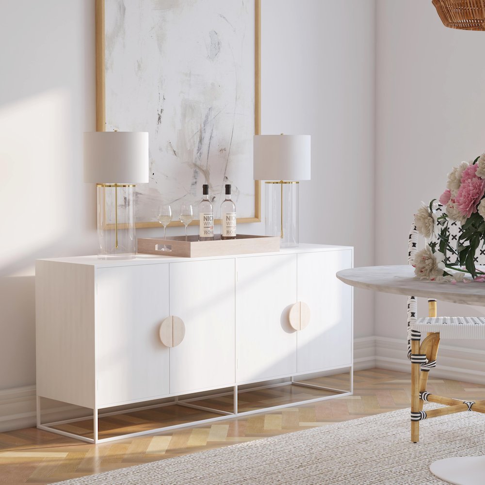 Lennasa Wooden 63" Sideboard, White. Picture 9