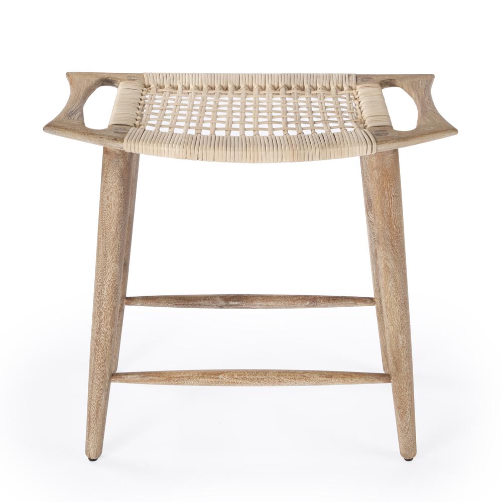 Tristan Natural Wood & Rattan 24.75" Counter Stool, Light Brown. Picture 2