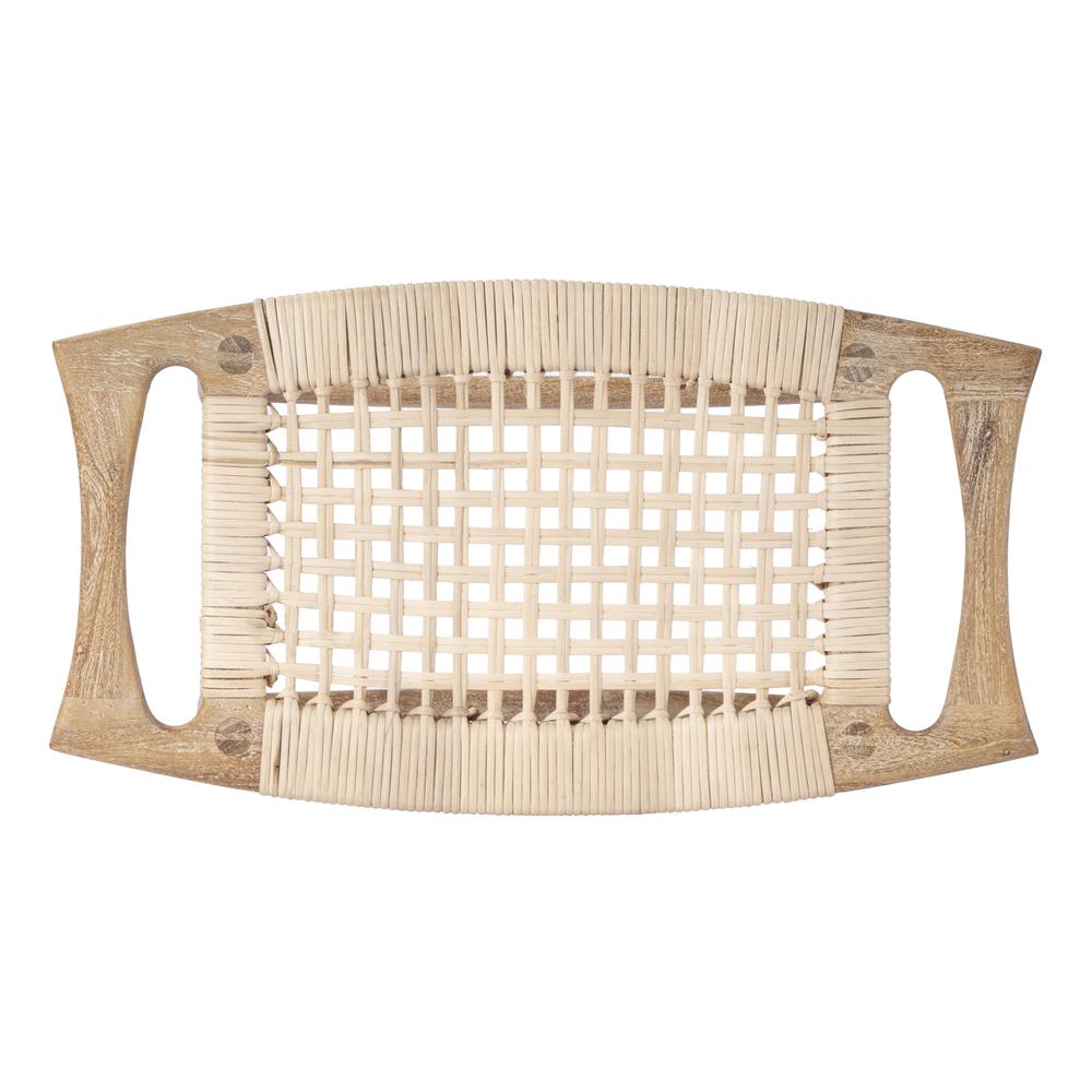 Tristan Natural Wood & Rattan 24.75" Counter Stool, Light Brown. Picture 6