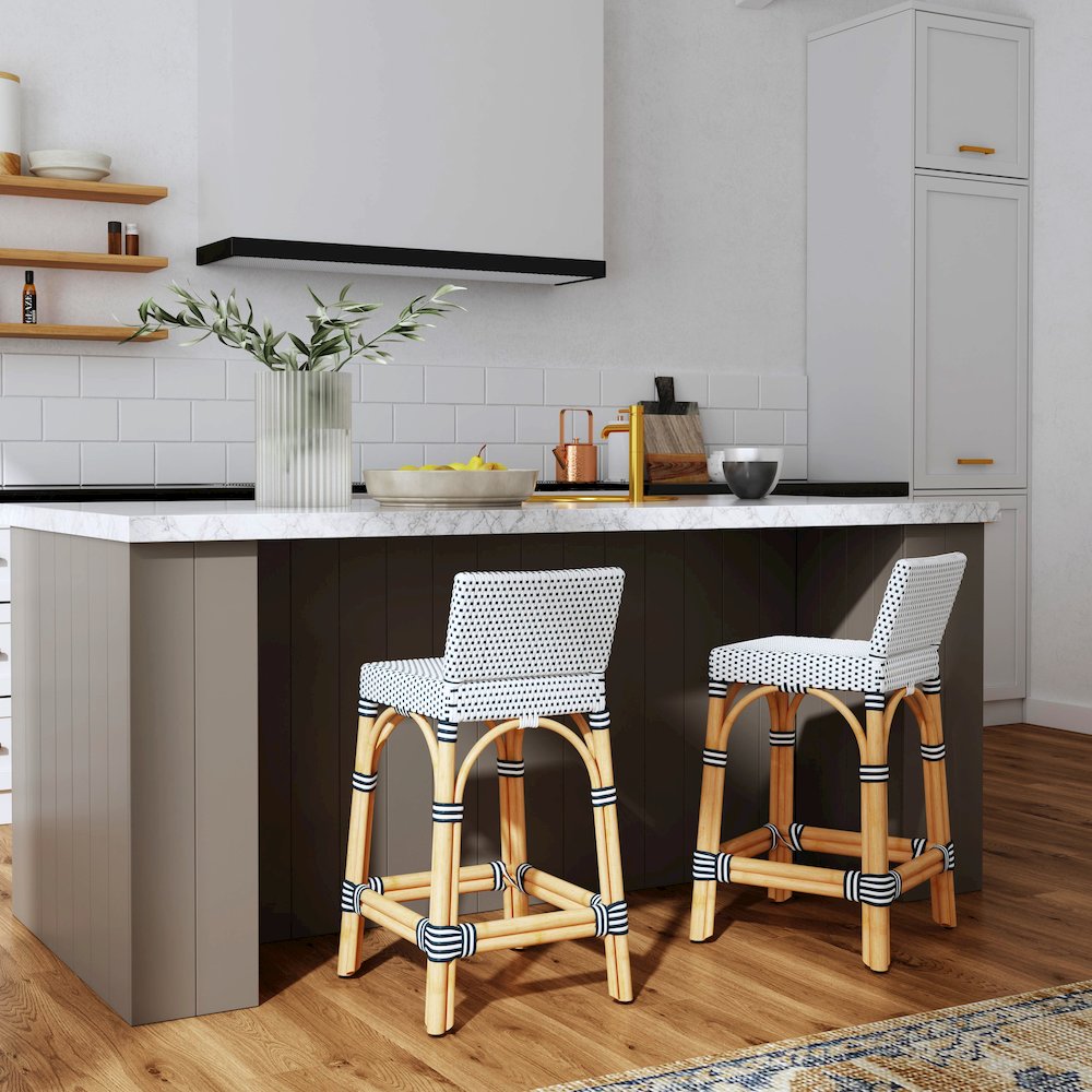 Serienna 24.5 in. Seat Height Rectangular  Rattan Low Back Counter Stool. Picture 7