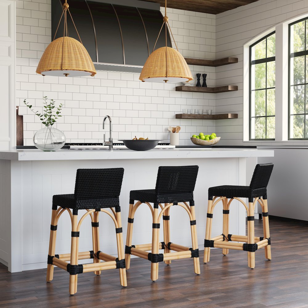 Serienna 24.5 in. Seat Height Rectangular  Rattan Low Back Counter Stool. Picture 5