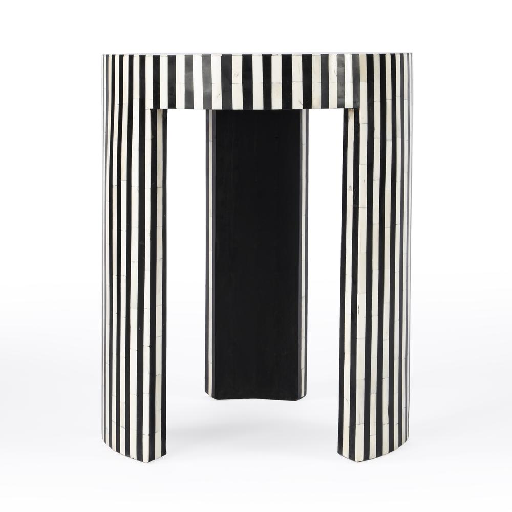Rimma Bone Inlay Side Table, Black and White. Picture 4