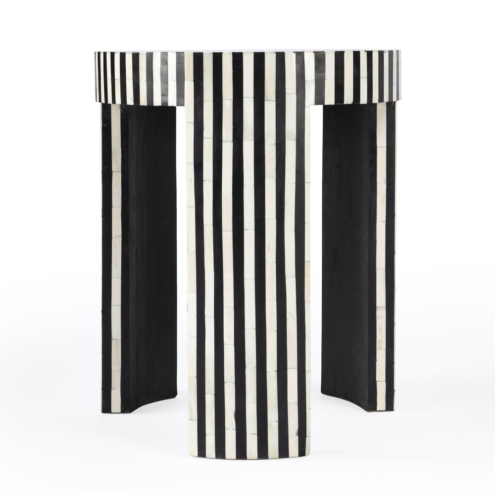 Rimma Bone Inlay Side Table, Black and White. Picture 5