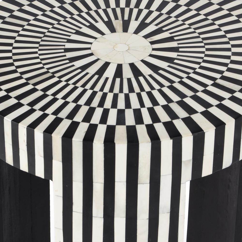 Rimma Bone Inlay Side Table, Black and White. Picture 7