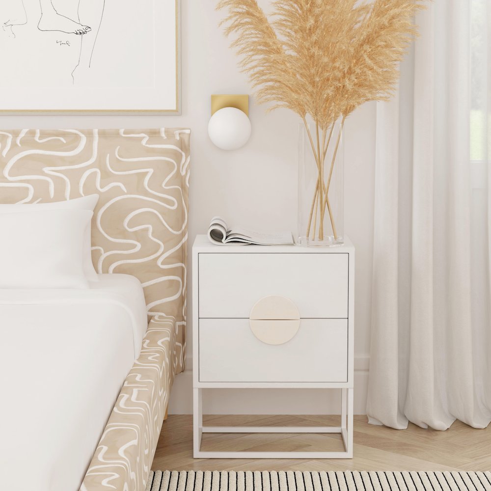 Lennasa 2 drawers Nightstand, White. Picture 10