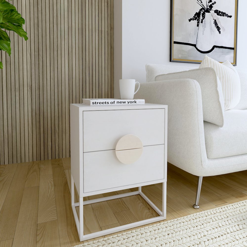 Lennasa 2 drawers Nightstand, White. Picture 9