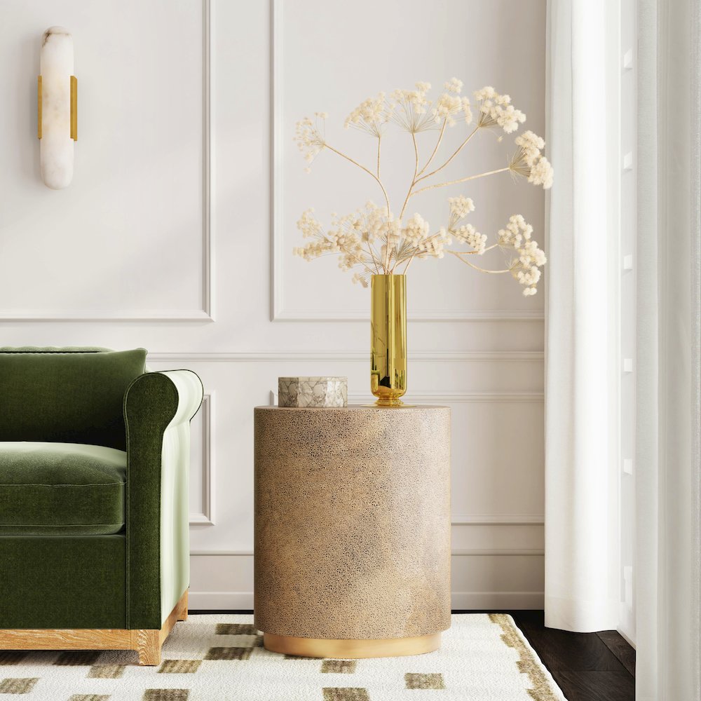 Olenka Round 20"W Side Table, Gold. Picture 6