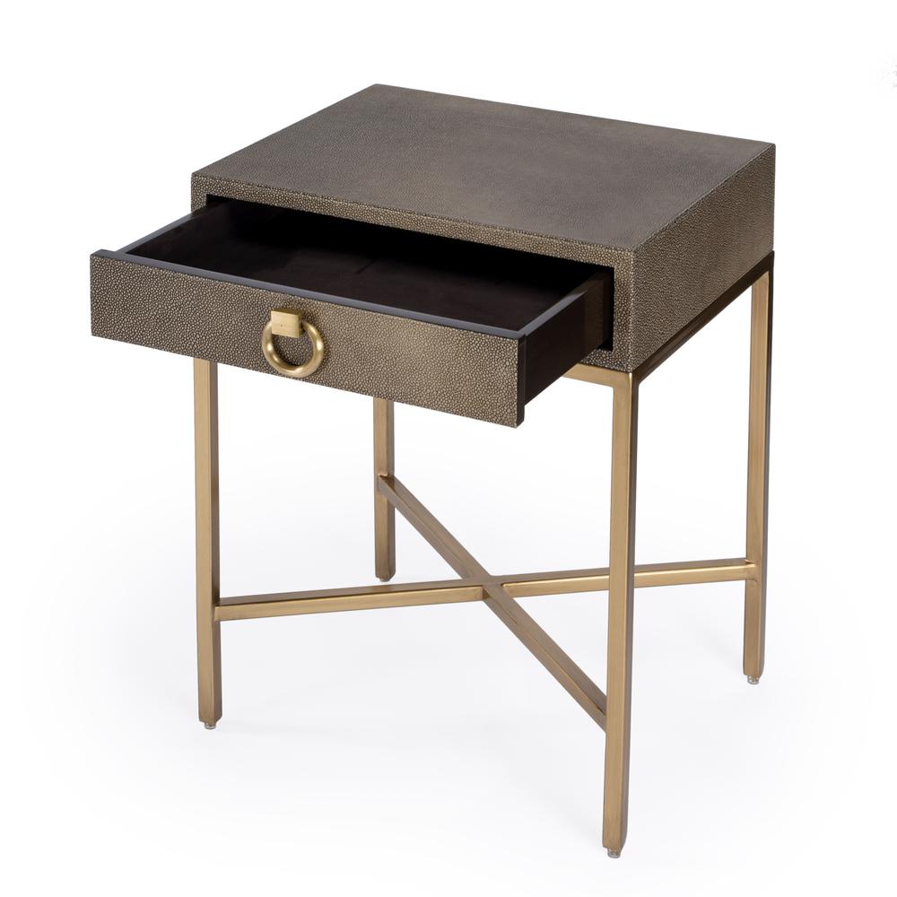 Sullia One Drawer End Table, Gold. Picture 2