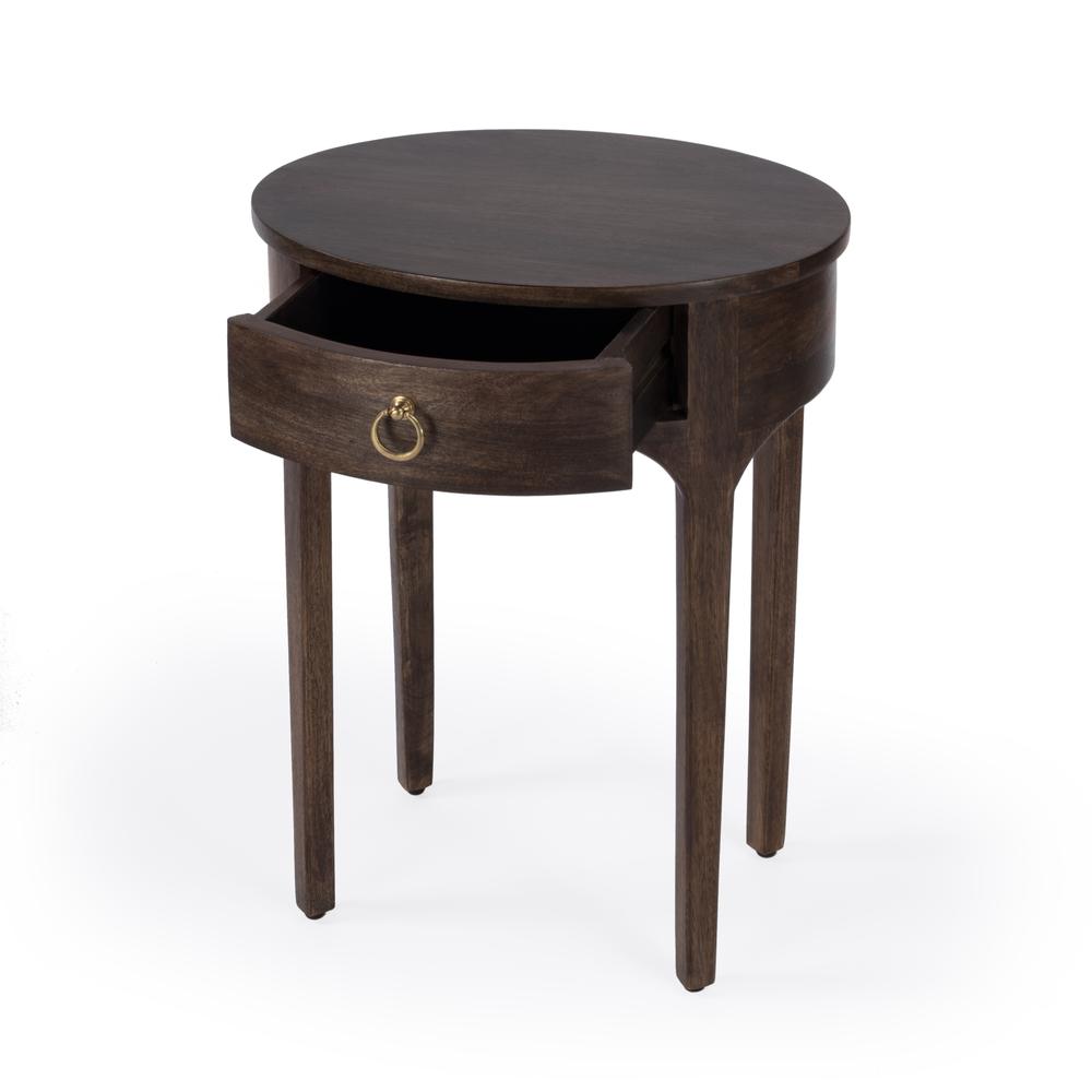 Alinia 1 drawer End Table, Dark Brown. Picture 3