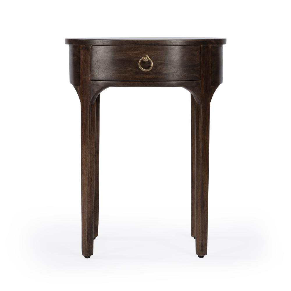Alinia 1 drawer End Table, Dark Brown. Picture 4