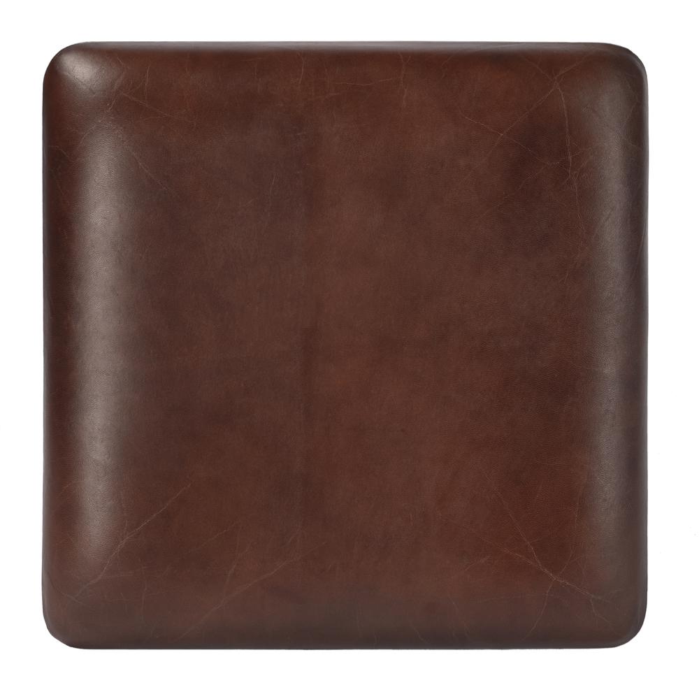 Midway Aviator Leather Ottoman, Medium Brown. Picture 4