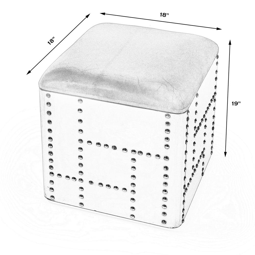 Midway Aviator Leather Ottoman, Medium Brown. Picture 6