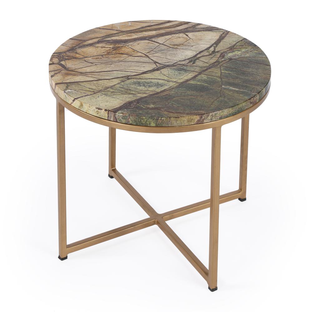 Giovanniya Marble Side Table, Gold. Picture 1