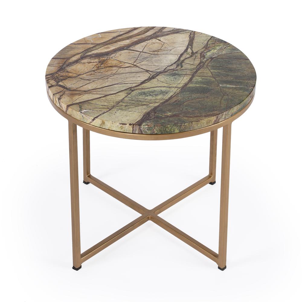 Giovanniya Marble Side Table, Gold. Picture 2
