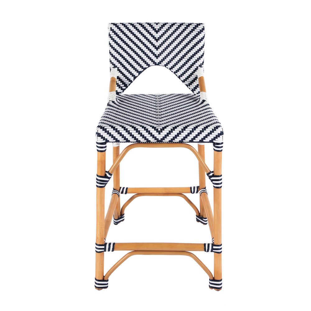 Creanly 25.25 in. Seat Height Rattan Counter Stool with Back and Footrest. Picture 1