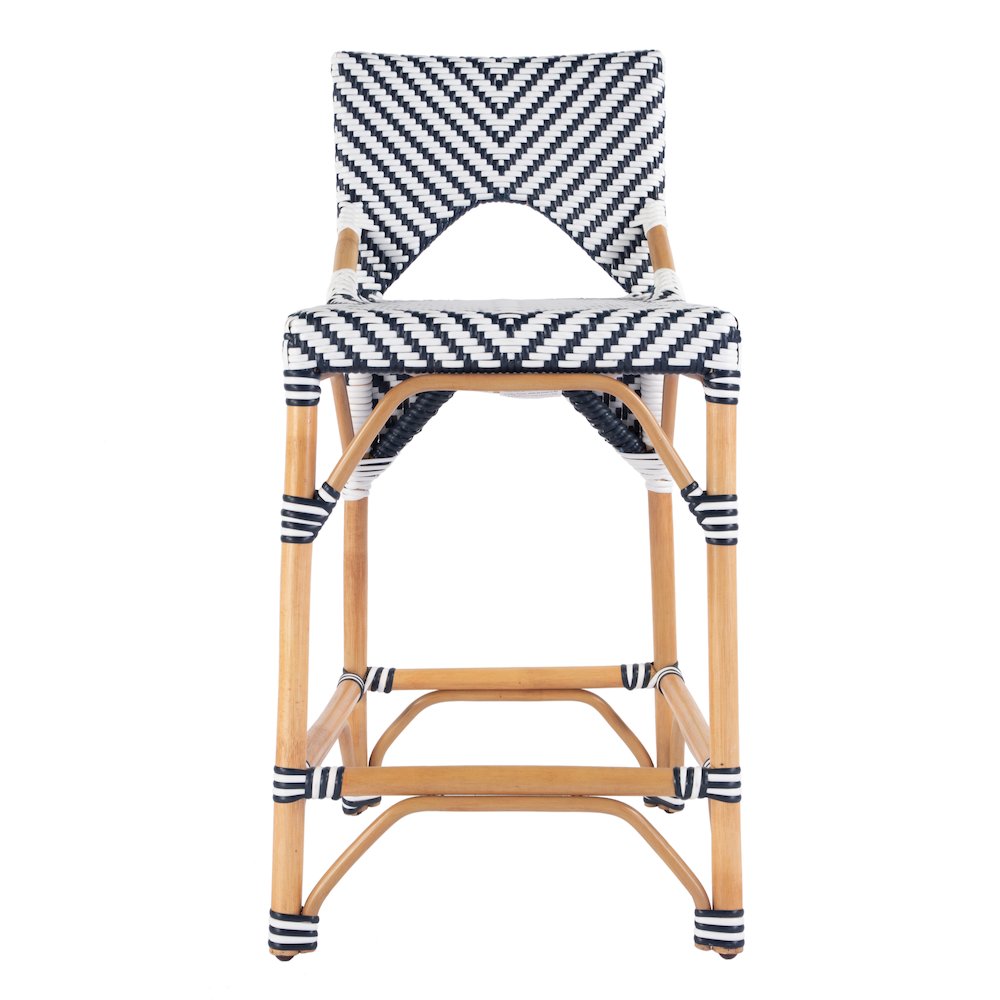 Creanly 25.25 in. Seat Height Rattan Counter Stool with Back and Footrest. Picture 2