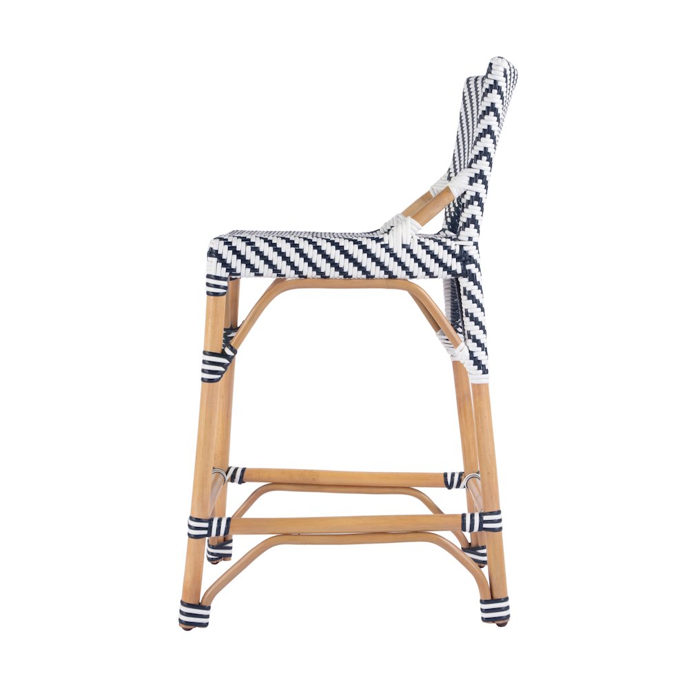 Creanly 25.25 in. Seat Height Rattan Counter Stool with Back and Footrest. Picture 3