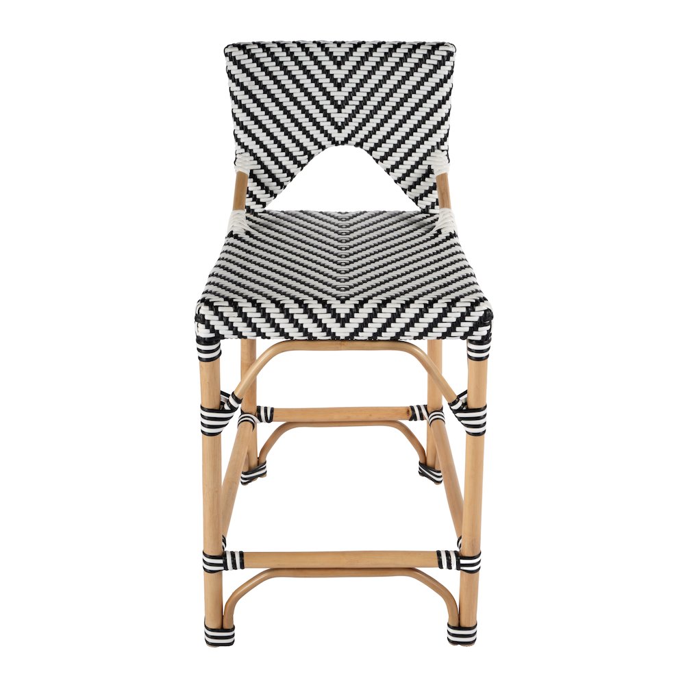 Creanly 25.25 in. Seat Height Rectangular  Rattan Counter Stool with Back. Picture 1