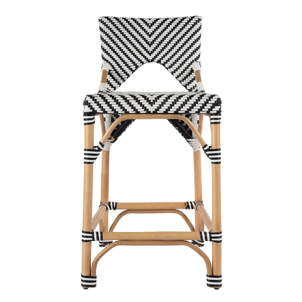 Creanly 25.25 in. Seat Height Rectangular  Rattan Counter Stool with Back. Picture 2