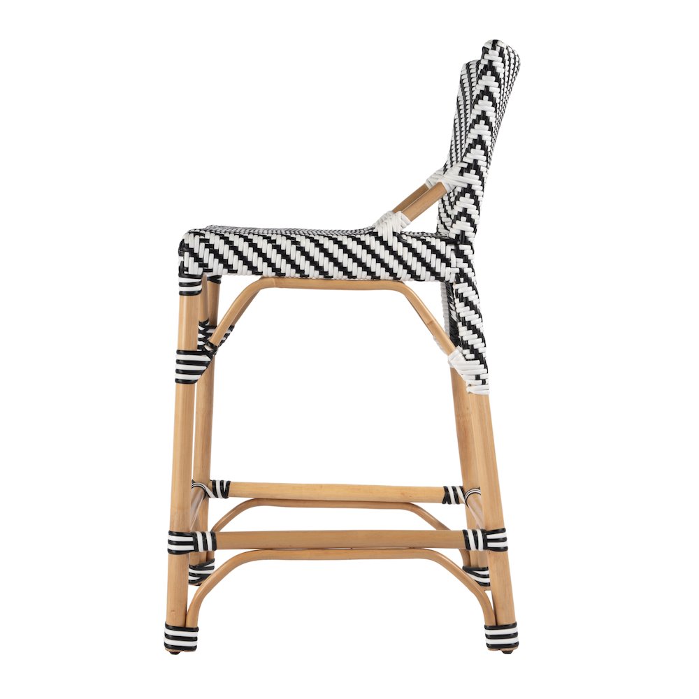 Creanly 25.25 in. Seat Height Rectangular  Rattan Counter Stool with Back. Picture 3
