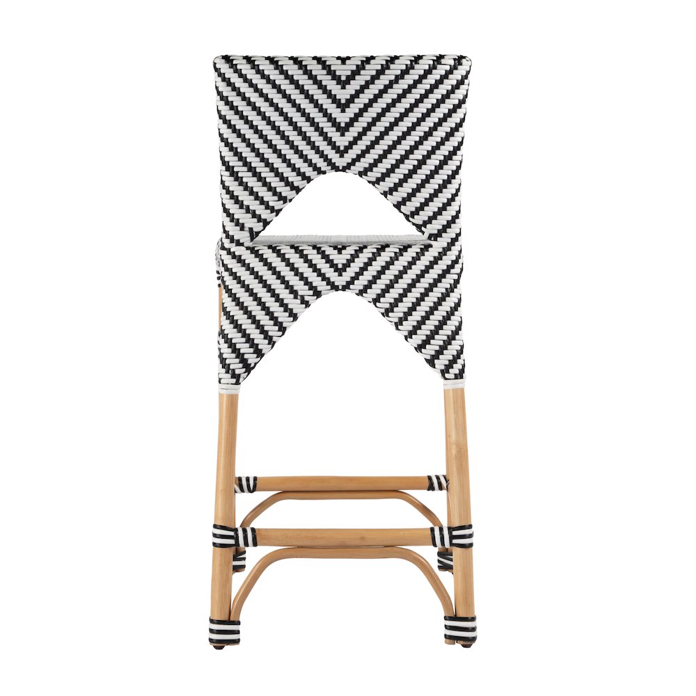 Creanly 25.25 in. Seat Height Rectangular  Rattan Counter Stool with Back. Picture 4
