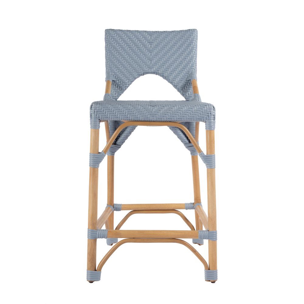Creanly 25.25 in. Seat Height Rectangular Rattan Counter Stool with Back. Picture 2