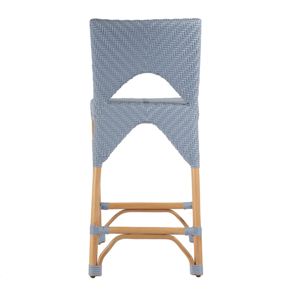 Creanly 25.25 in. Seat Height Rectangular Rattan Counter Stool with Back. Picture 4