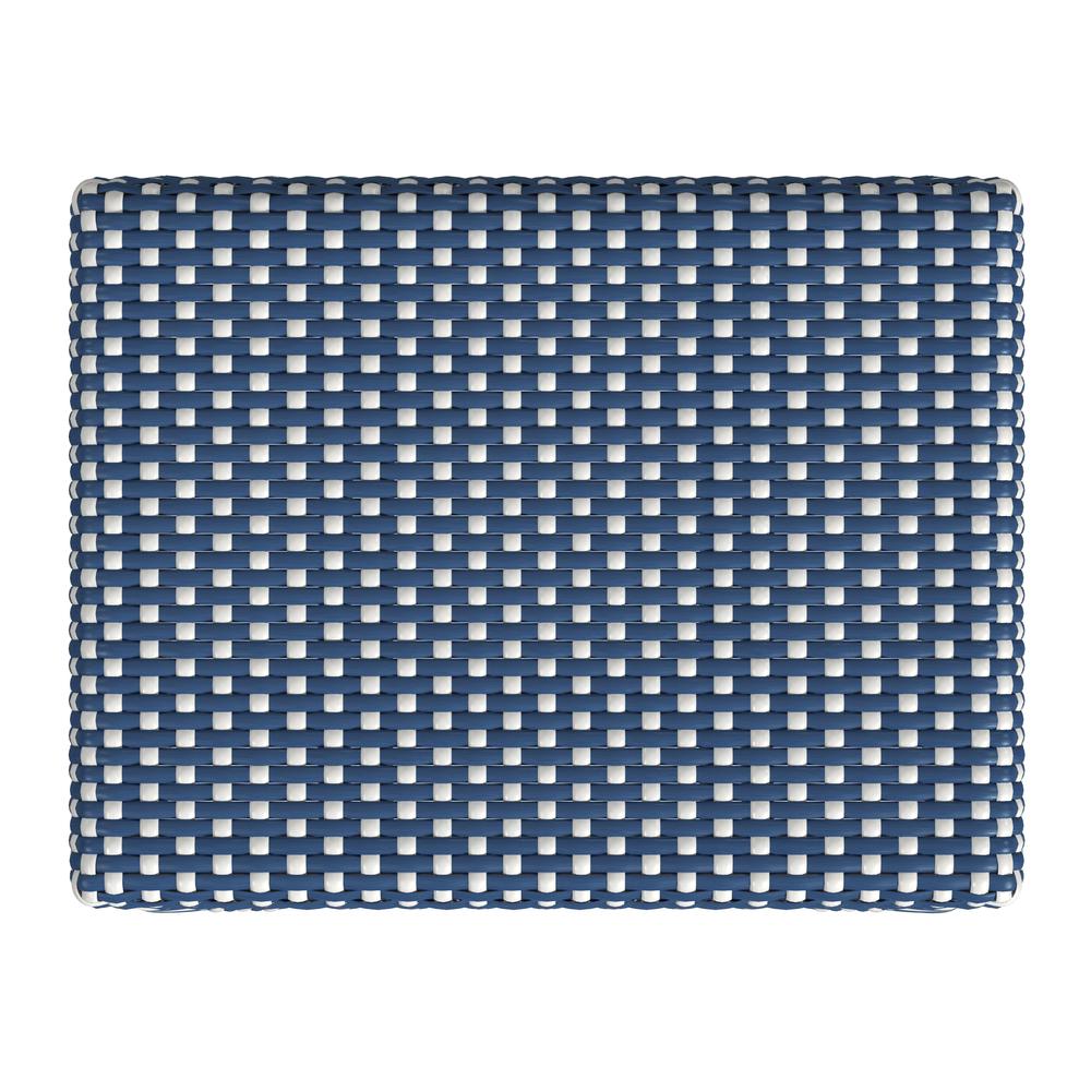 Robias Rectangular Rattan 30" Bar Stool, Blue and White Dot. Picture 4