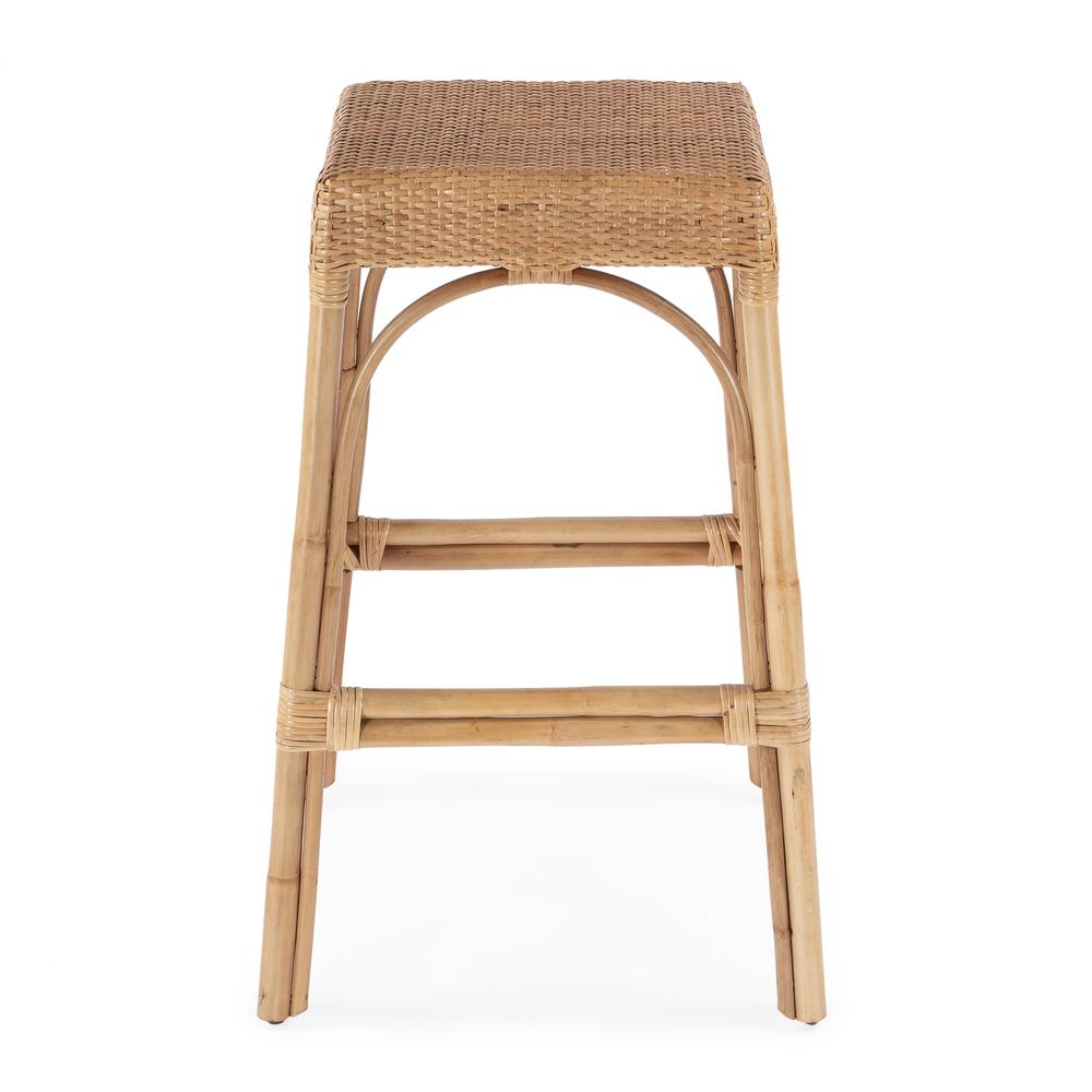 Robias Rectangular Rattan 30" Bar Stool, Natural. Picture 3