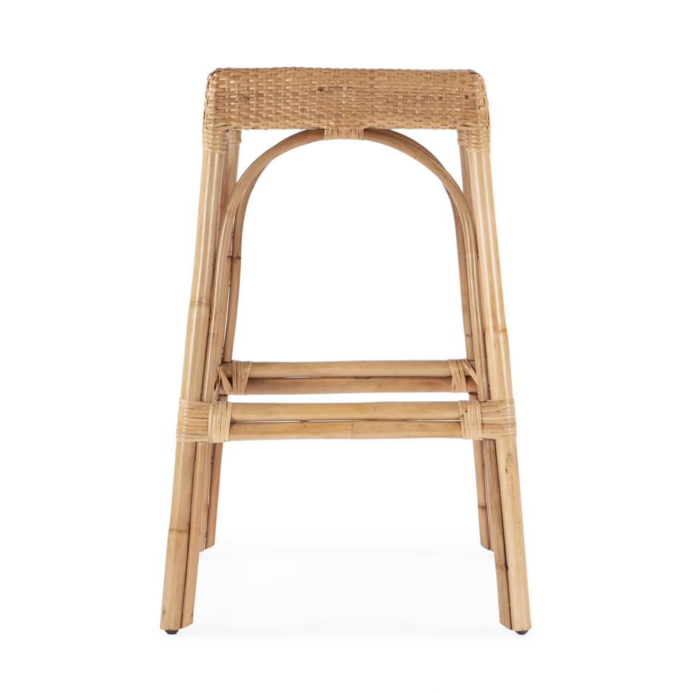 Robias Rectangular Rattan 30" Bar Stool, Natural. Picture 4