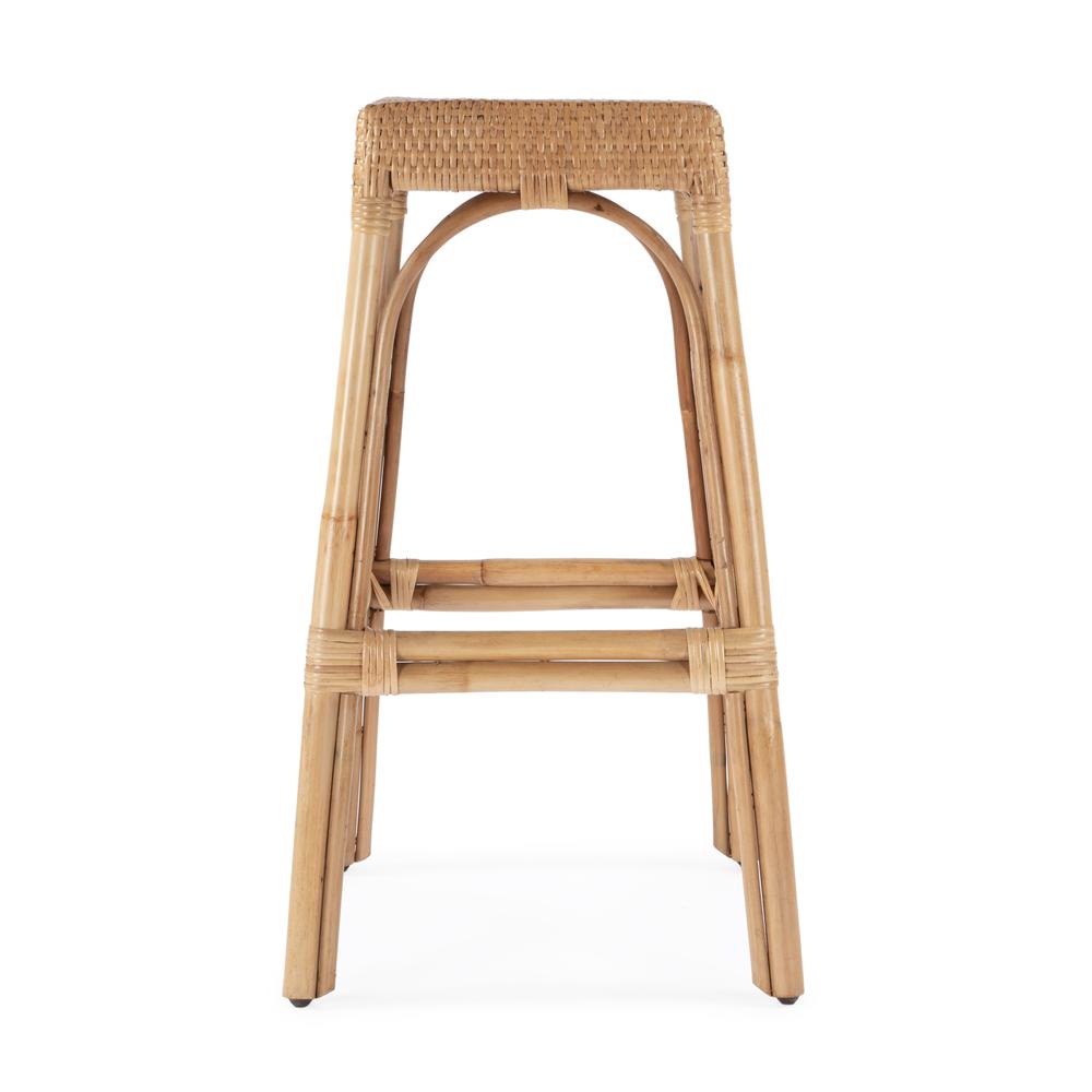 Robias Rectangular Rattan 30" Bar Stool, Natural. Picture 5