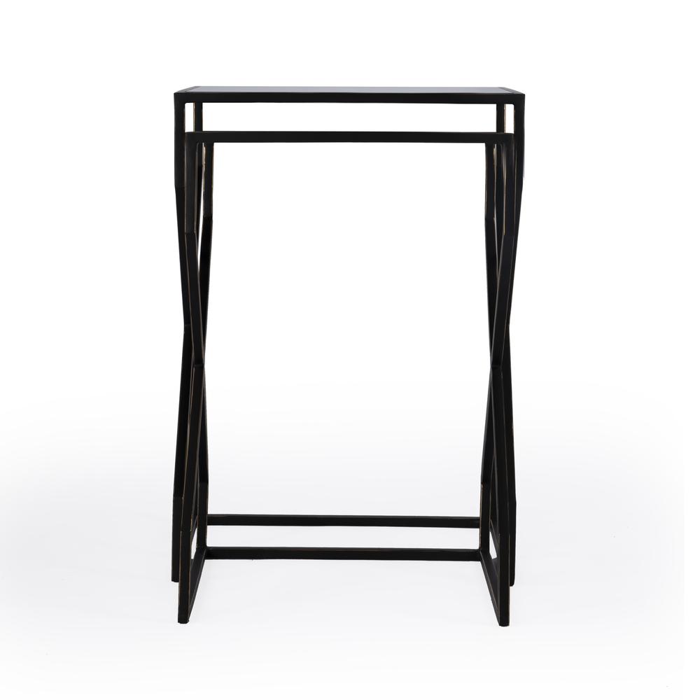 Demi Modern Mirrored Nesting Tables, Black. Picture 3