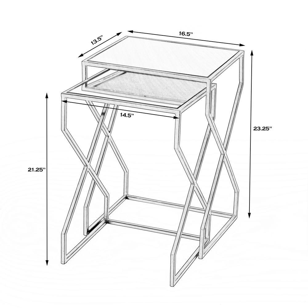 Demi Modern Mirrored Nesting Tables, Black. Picture 7