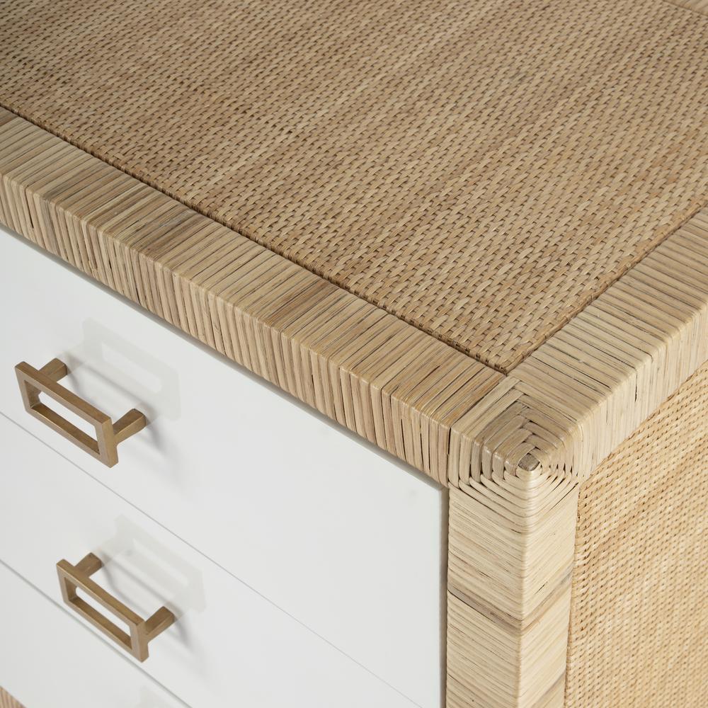 Corfu 6 Drawer Natural Rattan Double Dresser, Natural and White. Picture 4