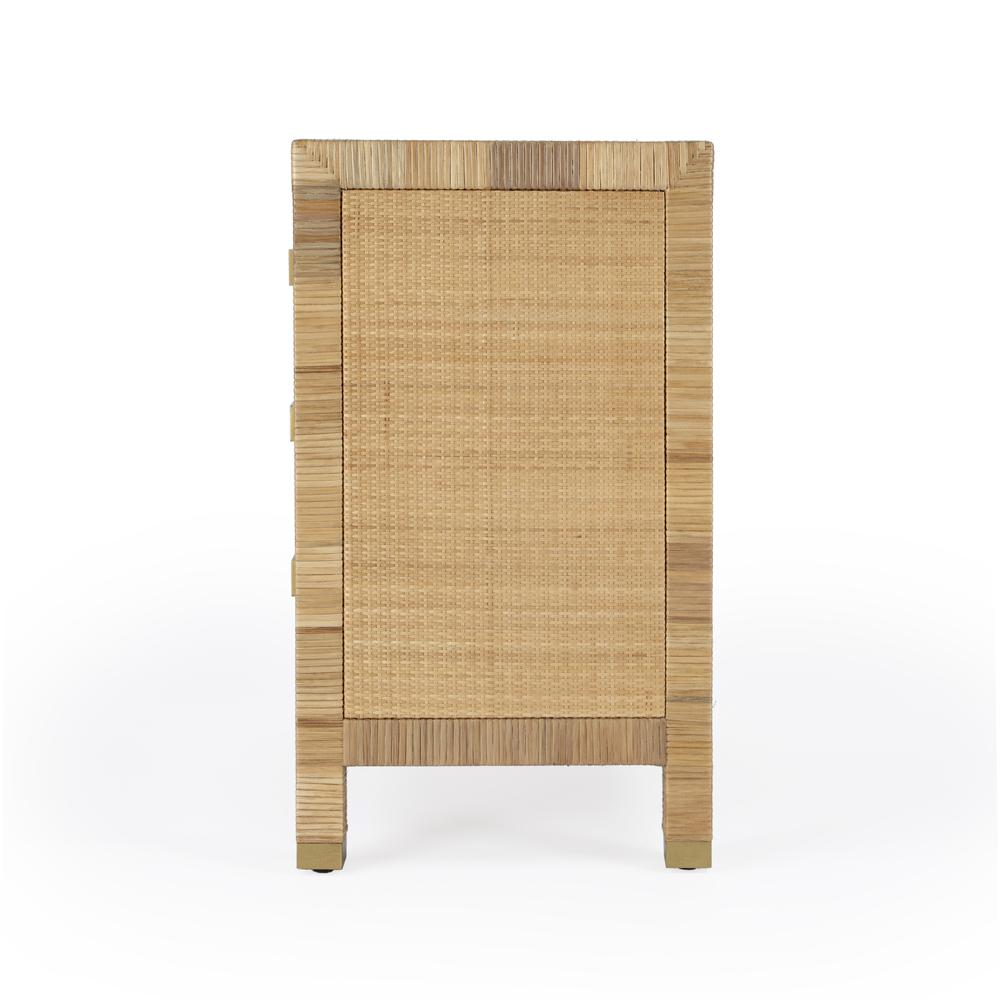 Corfu 3 Drawer Rattan Nightstand, Natural and White. Picture 5