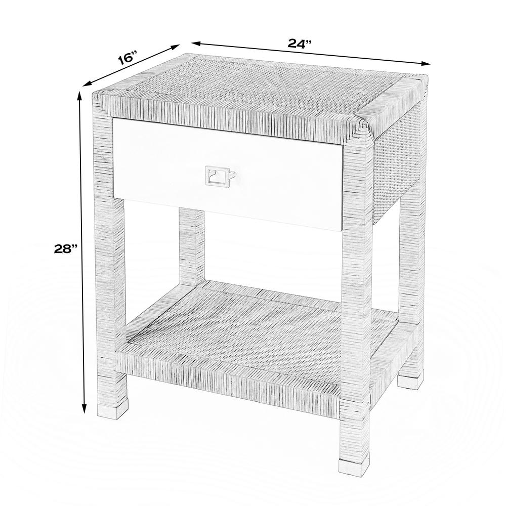 Corfu 1 Drawer Natural Rattan Nightstand, Natural and White. Picture 8