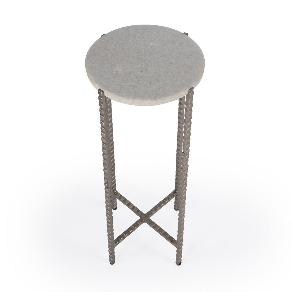 Nigella Marble and Silver Cross Legs Side Table, Multi-Color. Picture 2