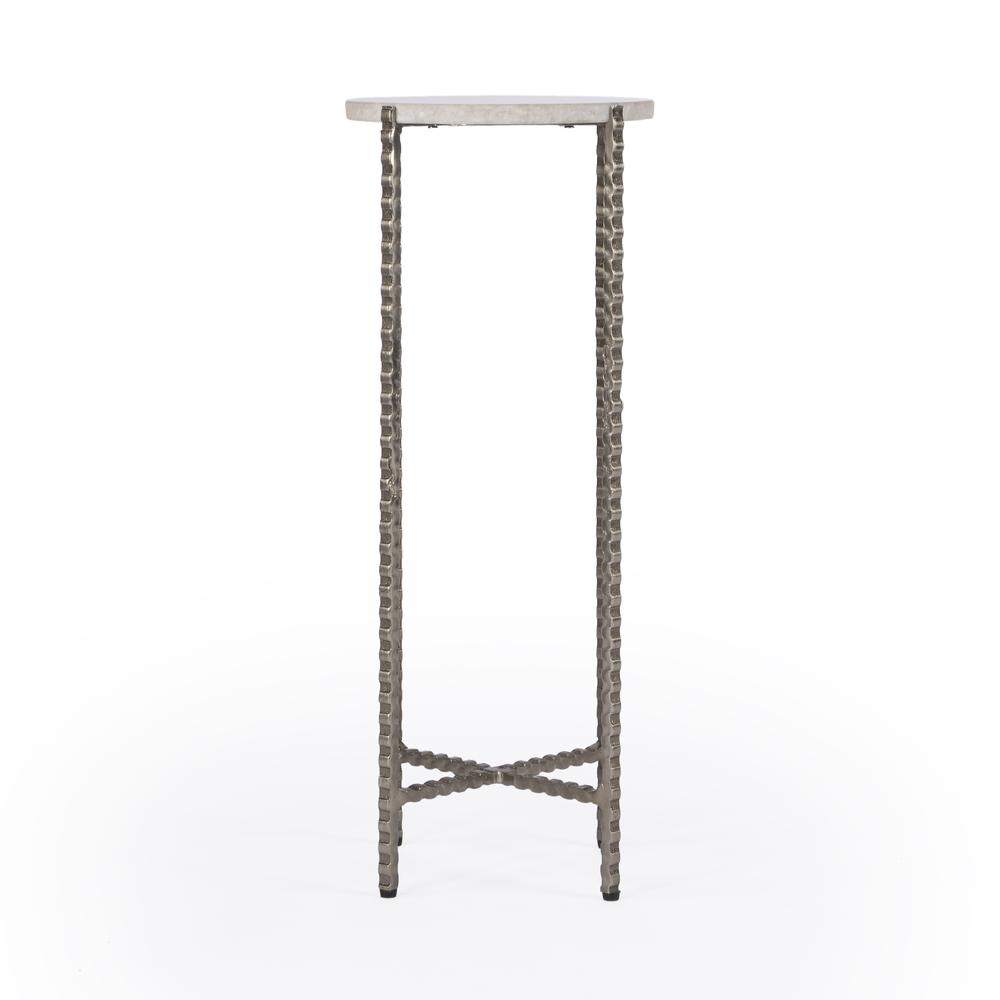 Nigella Marble and Silver Cross Legs Side Table, Multi-Color. Picture 3