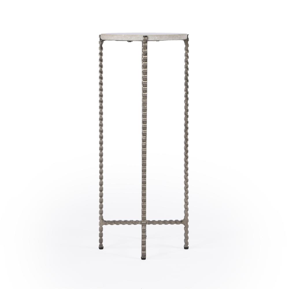 Nigella Marble and Silver Cross Legs Side Table, Multi-Color. Picture 4