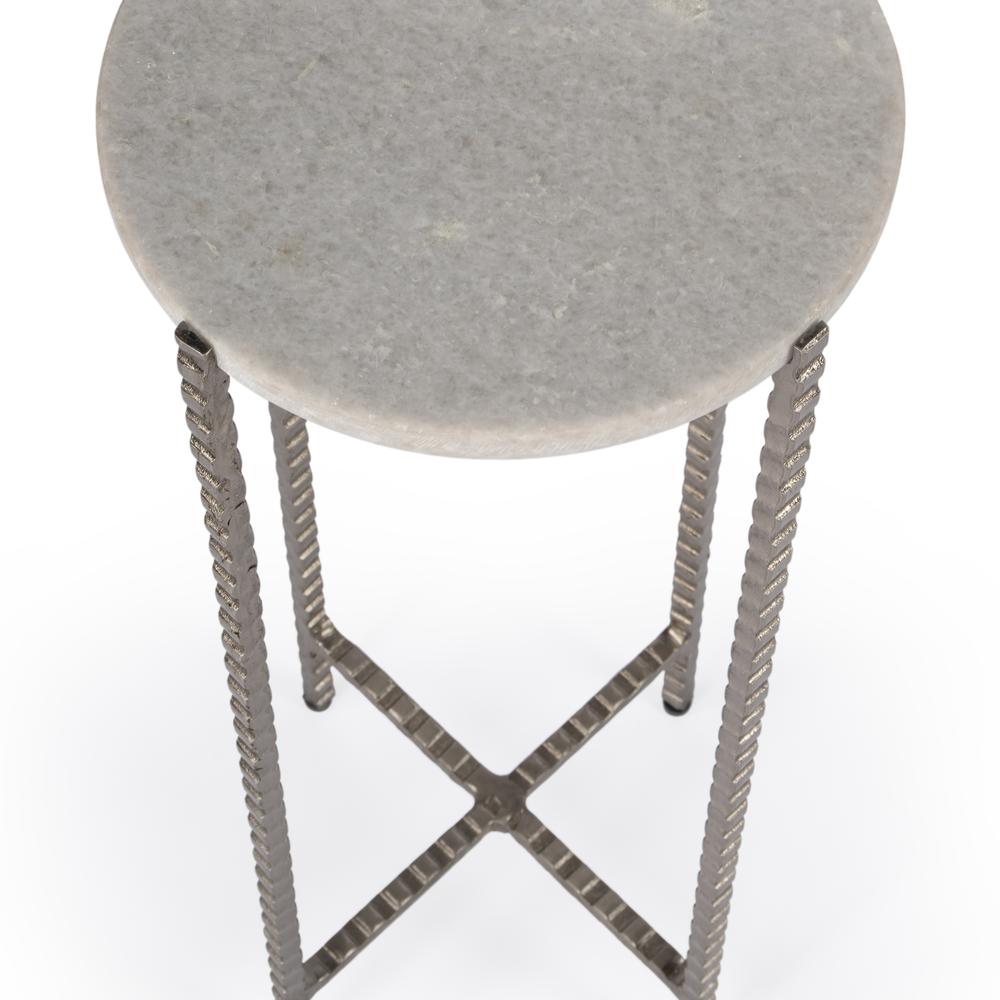 Nigella Marble and Silver Cross Legs Side Table, Multi-Color. Picture 5